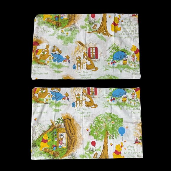 Vintage Winnie The Pooh Pillowcases Disney Sears USA Eeyore Rabbit Kanga Roo - Picture 2 of 9